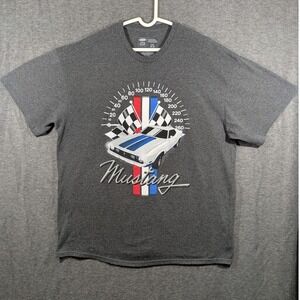 Ford Mustang Gray T-Shirt Racing Speedometer 70s Muscle Car Size 2XL